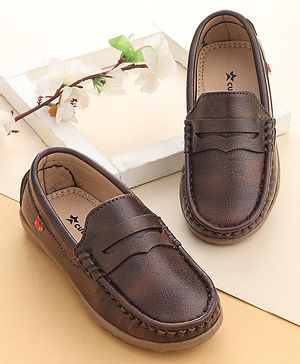 Cute Walk by Babyhug Slip On Formal Shoes- Dark Brown