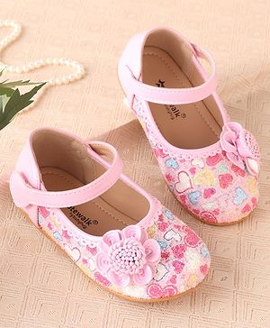 Cute Walk by Babyhug Ballerina with Velcro Closure & Flower Applique - Pink