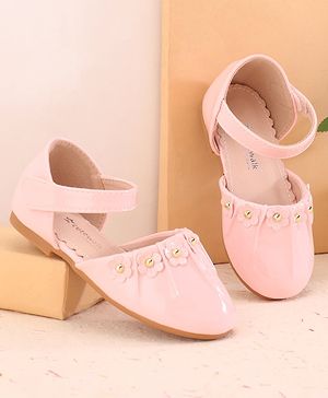 Cute Walk by Babyhug Ballerina with Velcro Closure &  Floral Applique - Pink