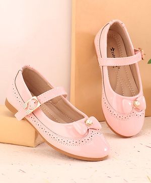 Cute Walk by Babyhug Buckled Closure Ballerina With Bow & Pearl Applique- Pink