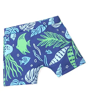Babyhug Swimming Trunks Tropical Print - Navy Blue