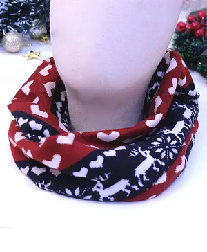 Tipy Tipy Tap Christmas Theme Reindeer Printed Neck Warmer  - Red Green