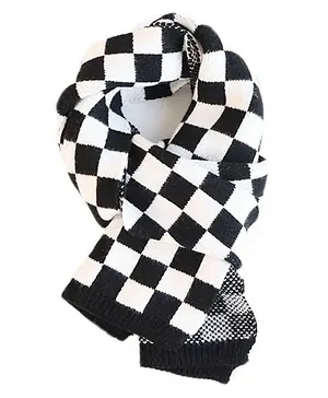 Tipy Tipy Tap Chessboard Checked Detailed Acro Woollen Muffler - Black