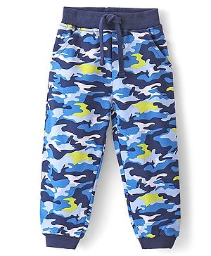 Babyhug Cotton Looper Knit Full Length Lounge  Pant Camouflage Print -Blue