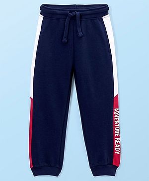 Babyhug Cotton Looper Full Length Lounge and Track Pants - Navy Blue