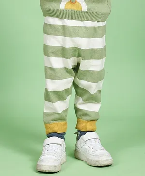 Greendeer 100% Cotton Striped Designed Diaper Pants - Pistachio Green