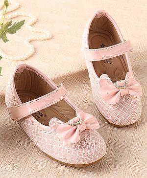 Cute Walk by Babyhug Ballerinas with Velcro Closure & Bow Applique-  Pink