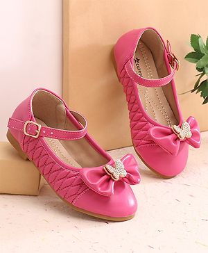 Cute Walk by Babyhug Ballerina with Buckle Closure  & Bow Applique-  Fuchsia Pink