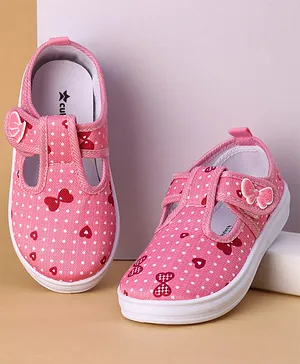 Cute Walk by Babyhug Velcro Closure Casual Shoes Butterfly Applique - Pink
