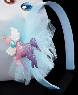 Stol'n Shimmer Detailed Unicorn Embellished Net Hair Band - Sky Blue