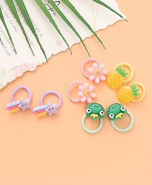 Babyhug Rubber Bands Sets  with Floral Applique Free Size - Multicolor