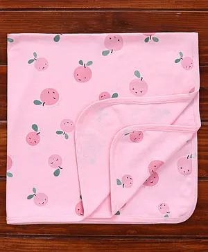 Pink Rabbit Interlock Cotton Knit Towel & Wrappers Berry Print L 81.28 x B 81.28 cm - Peach