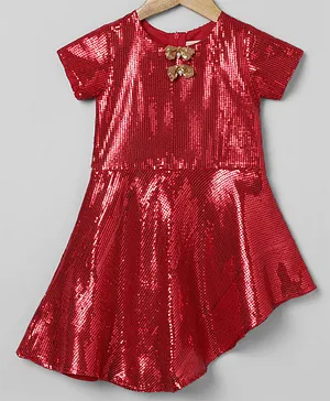 BYB PREMIUM RED SEQUENCE PARTY DRESS FOR GIRLS