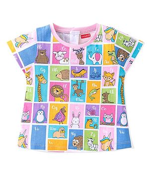 Babyhug Cotton Knit Half Sleeves T-Shirt Animal Print-Multicolour