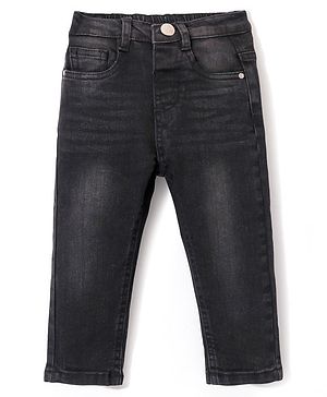 Babyhug Denim  Full Length with Stretch  Washed Jeans - Black