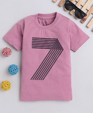 Fourfolds Half Sleeves Seven Number Printed Tee - Light Pink