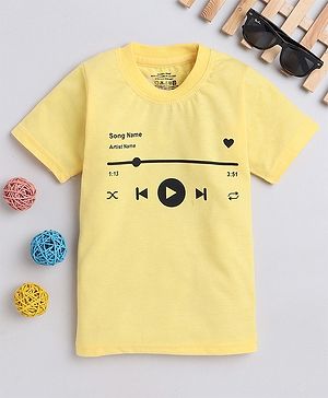 Fourfolds Half Sleeves Song Tracker Printed Tee - Yellow