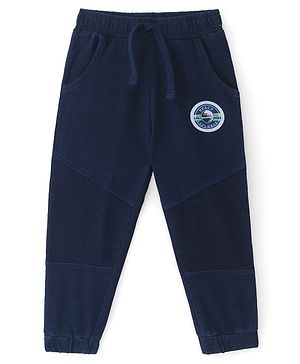 Babyhug Cotton Knit Full Length Solid Lounge Pant - Navy Blue