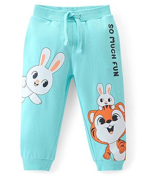 Babyhug Cotton Looper Knit Full Length Lounge Pant Tiger Print - Blue