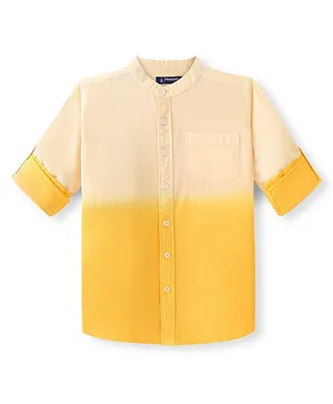 Pine Kids Cotton Woven Full Sleeves Solid Color Shirt - Yellow