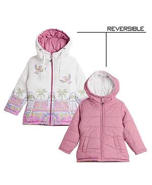 Okane Knit Full Sleeves Reversible Hooded Jacket - Pink