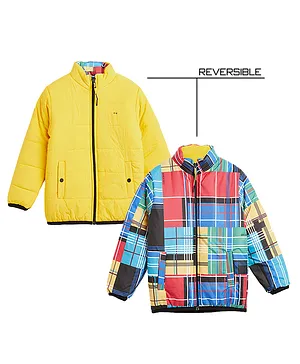 Okane Knit Full Sleeves Reversible Jacket - Yellow