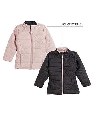 Okane Knit Full Sleeves Reversible Jacket - Pink & Black