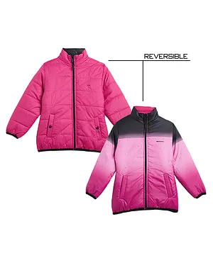 OKANE Knitted Full Sleeves Reversible Jacket Solid Colour - Pink
