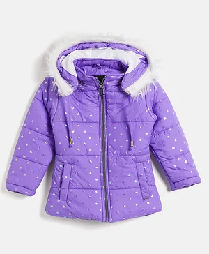 Okane Knit Full Sleeves Hooded Jacket - Purple