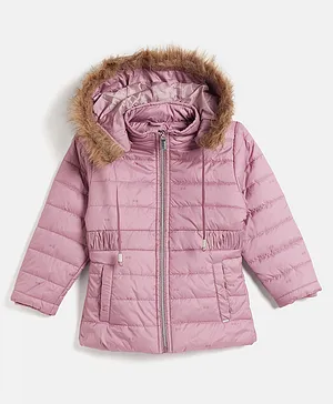 Okane Knit Full Sleeves Hooded Jacket - Pink