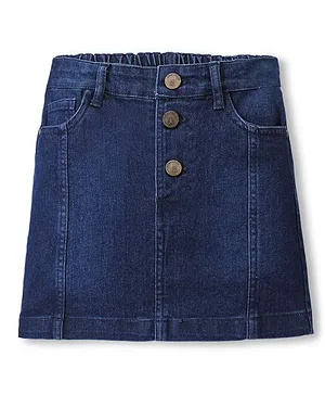 Pine Kids Denim Woven Above Knee Length Washed Skirt - Dark Blue