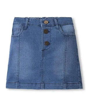 Pine Kids Denim Woven Above Knee Length Washed Skirt - Mid Blue