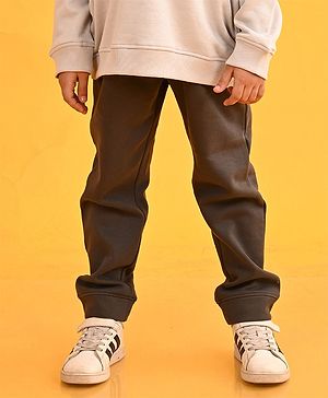 Anthrilo Solid Cotton Fleece Joggers - Dark Grey