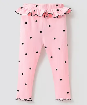 Kookie Kids Full Length Lounge Pants With Polka Dots Print - Pink