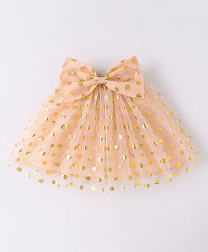 Kookie Kids Above Knee Length Polka Dots Printed Skirt with Bow - Pink