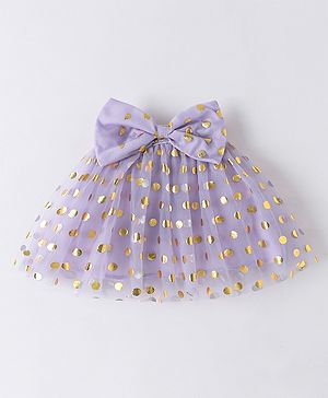 Kookie Kids Above Knee Length Polka Dots Printed Skirt with Bow - Purple