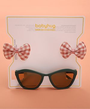 Babyhug Sunglasses  with Bow Clips - Black & Brown