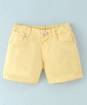 Simply Premium Cotton Knee Length Shorts Solid Color - Yellow