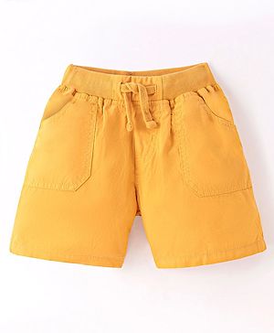Simply Premium Cotton Knee Length Shorts Solid Color - Gold Yellow