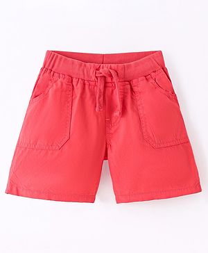 Simply Premium Cotton Knee Length Shorts Solid Color - Red