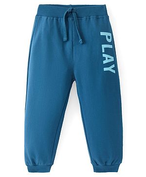 Babyhug Cotton Knit Full  Length Lounge Pant - Blue