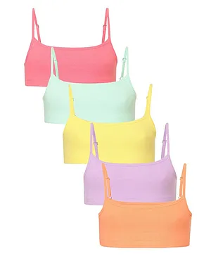 Charm n Cherish Pack Of 5 Solid Beginners & Non Padded Bras - Multi Colour