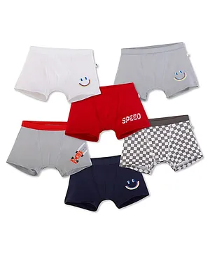 Plan B Pack Of 6 Smiley & Car Printed Boxers - Multi Colour