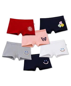 Plan B Pack Of 6 Smiley & Butterfly Printed Boxers - Multi Colour