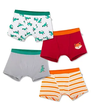 Plan B Pack Of 4 Striped & Animals Printed Boxers - Multi Colour