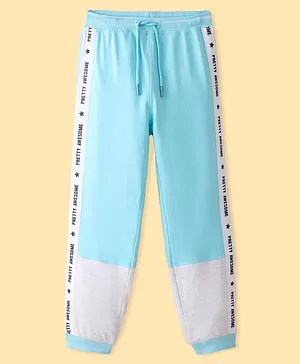 Pine Kids 100% Cotton Terry Knit Full Length Lounge Pant Text Print - Tanager Turquoise