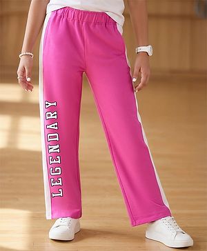 Pine Kids Cotton Terry Full Length Track Pant Legendary Printed - Rose Violet
