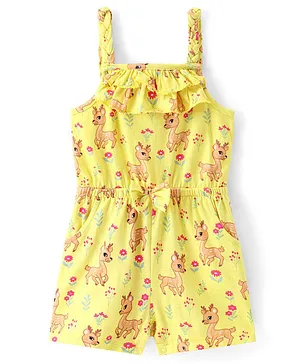 Babyhug Cotton Jersey Knit Sleeveless Singlet Jumpsuit Floral Print - Yellow