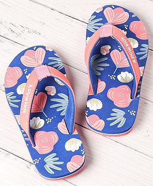 Pine Kids Slip On Flip Flops Floral Print - Blue