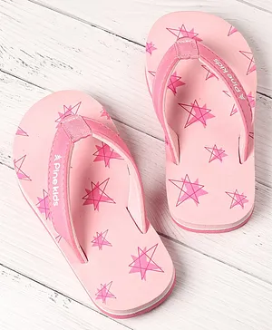Pine Kids Slip On Flip Flops Star Print - Pink